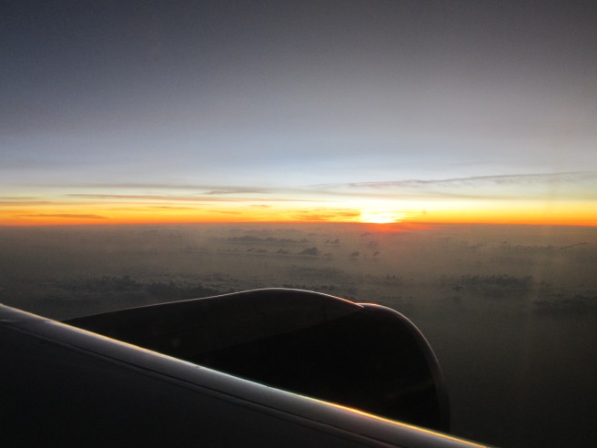 Sunset from the plane, goes on for hours! 